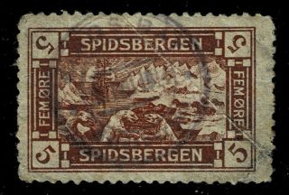 Norway Localpost Spitsbergen E.  24,  5 öre,  Stamp Folded,  Canc.  Kingsbay??