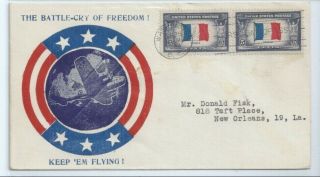 Us Fdc 915 Pair Overrun Countries France 1943 Dc Poppenger Keep 