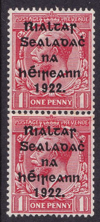 Ireland,  Scott 20: 1d,  Joined Pair,  Mnh/mint,  1922 Harrison Coil Ovpt In Black