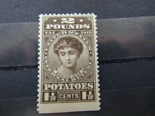 Us Postage 1 1/2 Cents Potato Internal Revenue Stamps,  2 Pounds Of Potatoes 311,