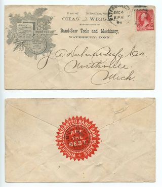 Usa 1894 Advertising Commercial Cover Chas E.  Wright Waterbury Conn