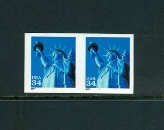 Scott 3477,  34c Statue Of Liberty Misperf Pair.  Nh