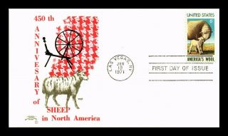 Dr Jim Stamps Us Sheep In North America 450th Anniversary Colonial Fdc Cover