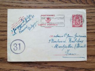 Belgium June 1945 Postal Stationery Card Mailed To Montpellier,  France