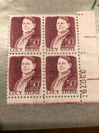 Scott 1293 50¢ Lucy Stone (1968) Plate Block Of 4