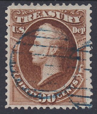 139) Usa 1873 - 90 Ct Benjamin Franklin Treasure - Blue Cancel - - Perfect