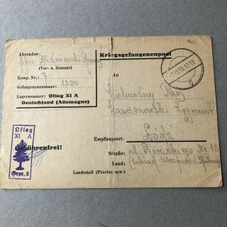 Z) Military Postcard Pow Prisoner Of War Germany Stalag Oflag Xi A 1939 Poland