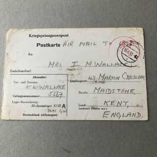Z) Military Postcard Pow Prisoner Of War Germany Stalag Xviii To Uk 1943
