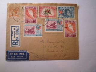 Malaya Kuala Lumpur Registered Air Mail Cover To Usa 1957