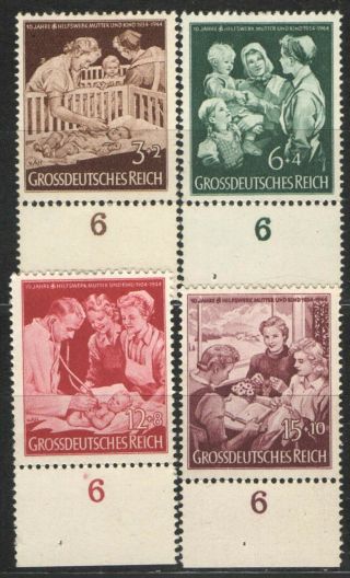 Germany Third Reich 1944 Sc B253 - B256 Mhr F - Mother And Child Set With Margins