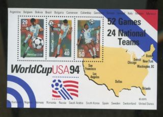 U.  S.  Stamps 2837 World Cup Usa 94 Souvenir Sheets Mnh Soccer
