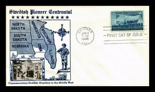Dr Jim Stamps Us Swedish Pioneer Centennial Fdc Cover Scott 958 Photo Cachet