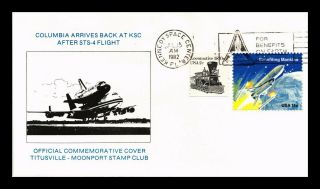Dr Jim Stamps Us Columbia Back At Kennedy Space Center Event Cover 1982