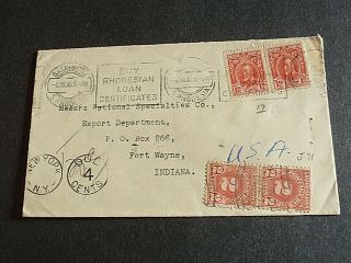1936 Southern Rhodesia Cover To U.  S.  With Postage Dues