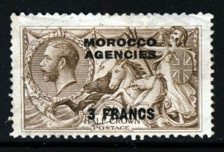 Morocco Agencies 1924 French Currency 3fr Overprint On 2/6 Seahorses Sg 200