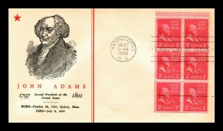 Dr Jim Stamps Us John Adams Presidential Series Fdc Cover Booklet Pane
