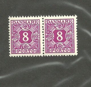 Denmark Stamps 8 Ore J29 Pair Bob Mnh