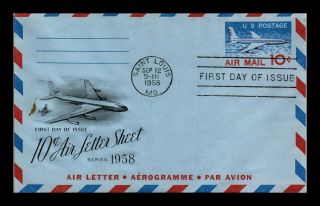Dr Jim Stamps Us 10c Air Mail Letter Sheet First Day Cover St Louis