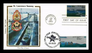 Us Cover St Lawrence Seaway Joint Issue Canada Fdc Combo Colorano Silk Cachet