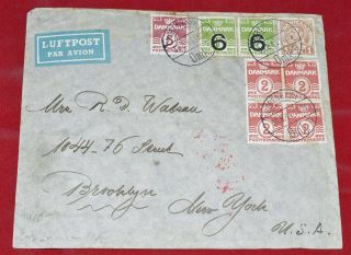 Denmark Augg 30 1941 Censored Wwii Airmail Cover To Us Brooklyn Ny