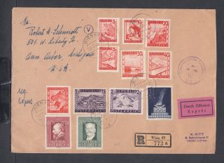 Austria 1948 Registered Express Cover Vienna To Ann Arbor Michigan Usa