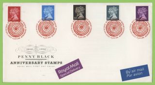 G.  B.  1990 Penny Black Anniversary Set Royal Mail First Day Cover,  Bureau