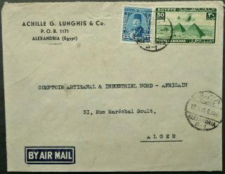 Egypt 12 Jan 1946 Airmail Postal Cover From Alexandria To Algeria - See