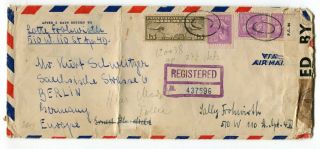Usa - York 1941 Registered Airmail $1.  65 Rate Cover To Germany - Dual Censor