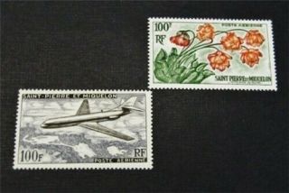 Nystamps French St.  Pierre & Miquelon Stamp C22.  C24 Og H $37