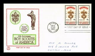 Dr Jim Stamps Us Canal Zone Boy Scouts Of America First Day Cover Tri Color