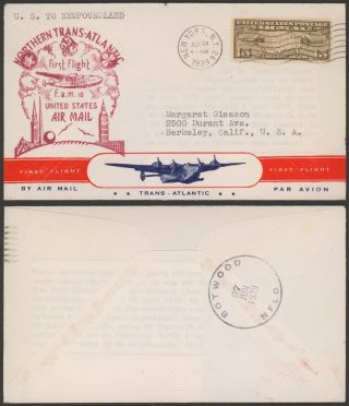 Usa 1939 - 1st Flight Air Mail Cover York To Newfoundland 30521/1
