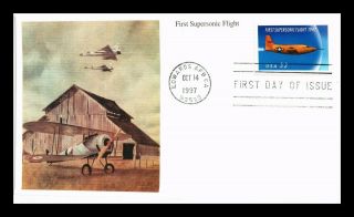 Us Cover First Supersonic Flight Fdc Mystic Cachet
