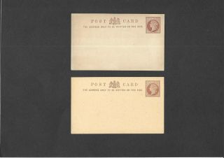 Gb Postal Stationery 1878 Qv 1/2d Brown Postcards Size A H&b Cp6 & Cp7