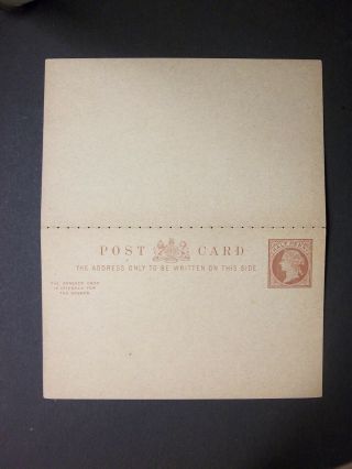 Gb Postal Stationery 1889 Qv 1/2d,  1/2d Brown Reply Postcard Size A Cp24