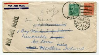 Dh - Wwii Navy 1945 Prexie Franking Airmail Cover To Ireland - Redirected -