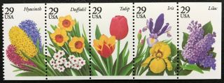 1993 Scott 2760 - 64 - 29¢ - Booklet Strip Of 5 - Spring Garden Flowers - Mnh