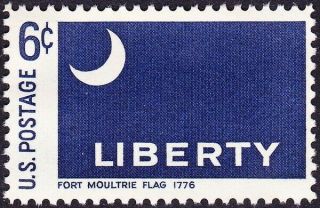 Us - 1968 - 6 Cents Fort Moultrie Liberty Historic Flag Series 1345 F - Vf,