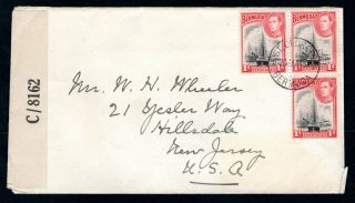 Bermuda - 1943 Kgvi Airmail Censor Cover To Jersey,  Usa