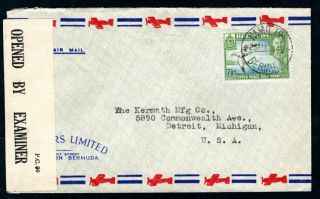 Bermuda - 1940s Kgvi Airmail Censor Cover To Detroit,  Usa