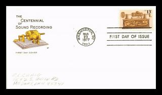 Dr Jim Stamps Us Sound Recording Centennial Fdc House Of Farnum Cover
