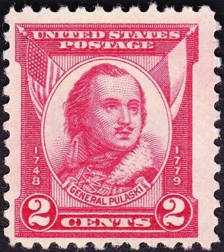Us - 1931 - 2 Cents Carmine Rose General Casimir Pulaski Revolutionary War 690