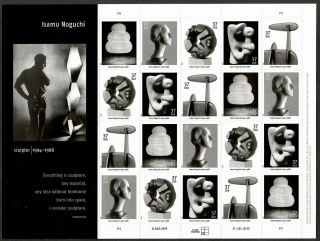 Us Sc 3857 - 3861 Mnh,  Isamu Noguchi Sculptor Sheet,  F/v $7.  40 (2004)