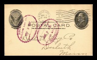 Dr Jim Stamps Us Kansas City Missouri Postal Card 1907 Received