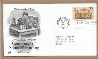 First Day Issue 1705 1977 Centennial Of Sound Recording Thomas Edison