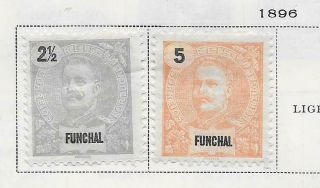 2 Funchal Stamps From Quality Old Album 1896