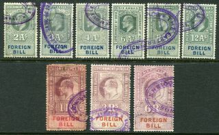 India Foreign Bill Kevii 1904 2a - 6r Barefoot 33 - 41 (cat.  £30)
