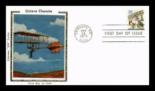 Us Cover Octave Chanute Aviation Pioneer Air Mail Fdc Colorano Silk Cachet