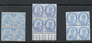India Gv 1911 - 22 Blocks Of 4 Mnh Printers Offset Sg 170 - 171 Cat £51