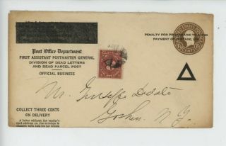 Mr Fancy Cancel Post Office Department Dead Letters Parcel Post 1928 Cvr 2886