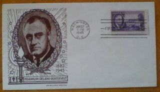 First Day Of Issue,  1945 In Memoriam,  Fdc & The White House,  Scott 932